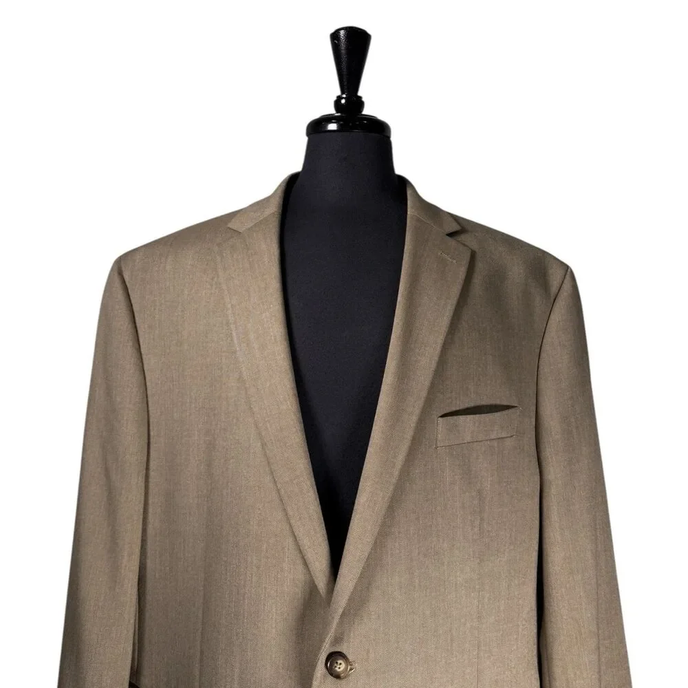 Chaps Ralph Lauren Mens 50R Tan Stretch Blazer 2 Button Sport Coat Jacket